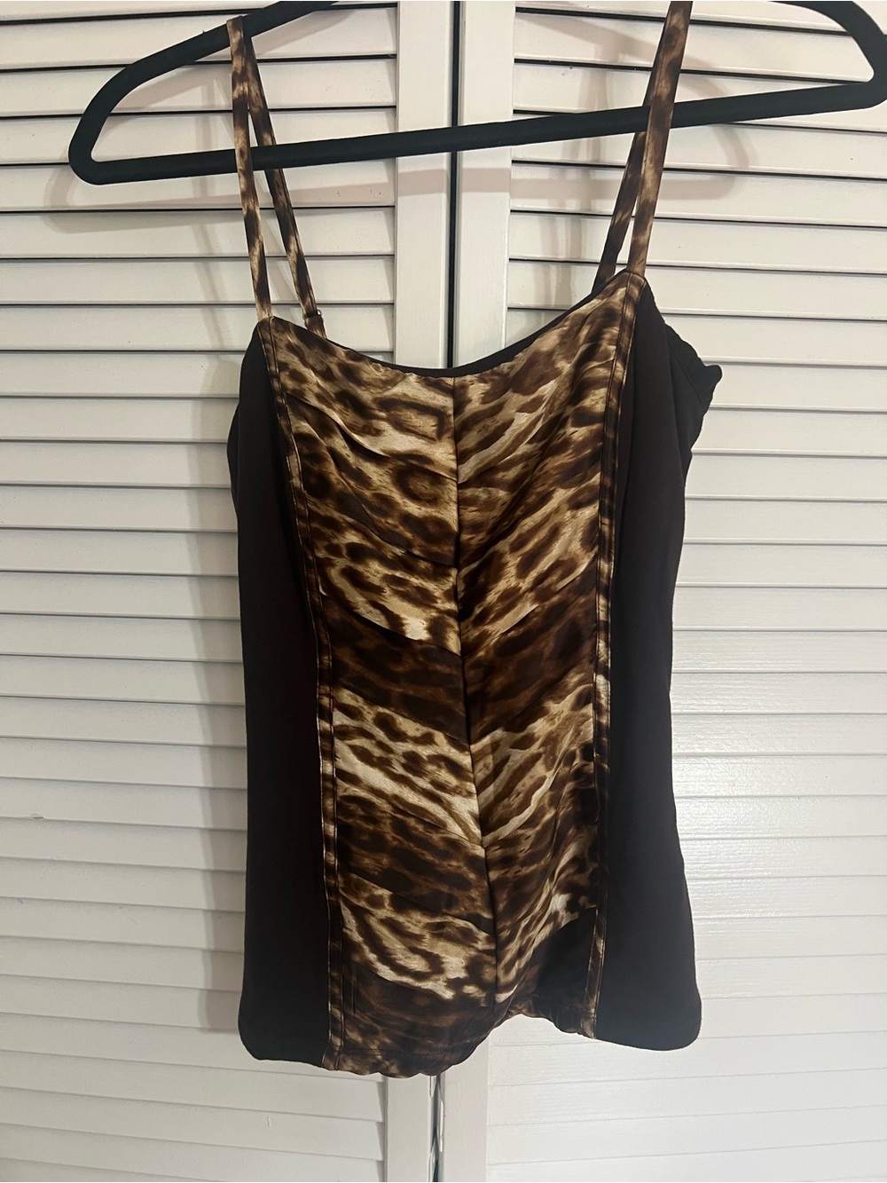 Cache Brown and Cream Animal-Print Camisole